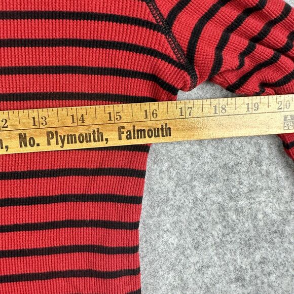 Lauren Ralph Lauren LRL Active Womens L Red Ribbed Striped LS 1/4 Zip Y2K Patch - Picture 12 of 16